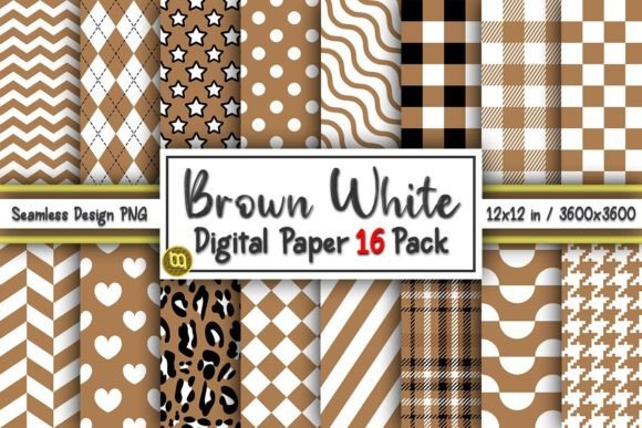 Download Brown White Seamless Digital Paper Pack - Brown Collection