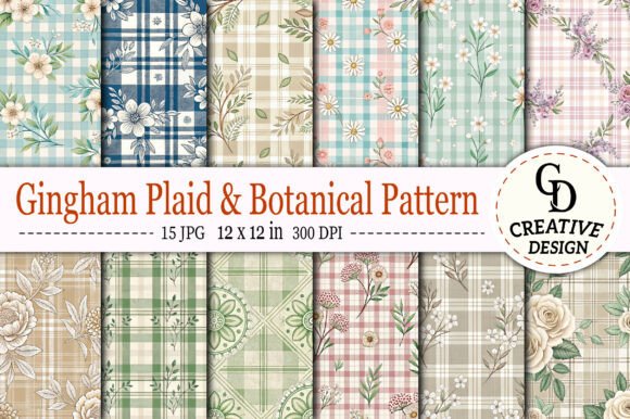 Download Gingham Plaid &amp; Botanical Pattern - Premium Resources