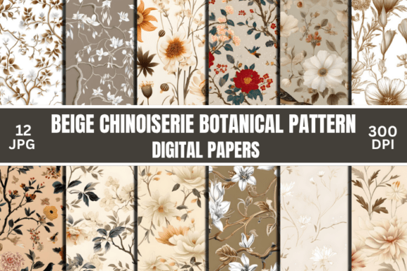 Download Beige Chinoiserie Botanical Pattern - Premium Resources