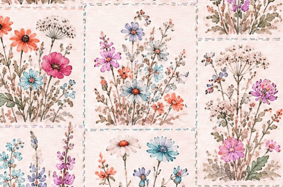 Download Watercolor Wildflower Botanical Pattern - Botanical pattern Collection